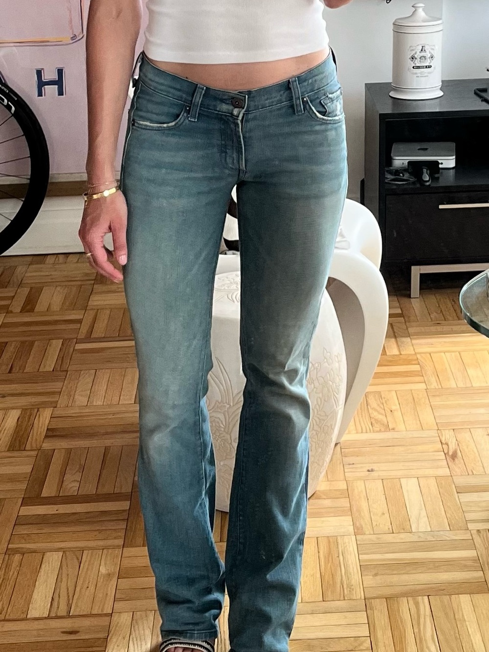 James Cured by Seun Mid Rise Flare Bootcut Jeans | Size 26 | Light Wash | Y2K